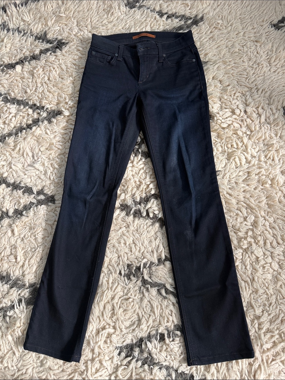 Joe's Jeans Dark Blue Denim Jeans with Brown Leather Label
